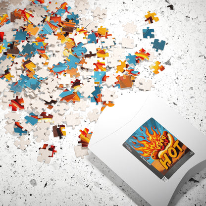 Hot Dog Puzzle - Pop Art Adult Jigsaw Game, Fun Fire Grilled 'HOT' Food Puzzle, Family Activity, Game Night, Unique Gift Idea, Brain Teaser Puzzle The Puzzle Chest