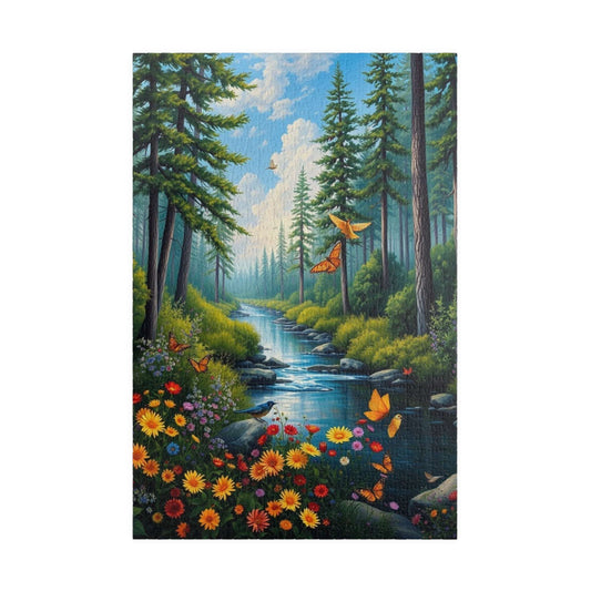 Nature Landscape Puzzle - Scenic Forest Butterflies, Relaxing Family Activity, Gift for Nature Lovers, Adult Jigsaw Game, Eco-Friendly Fun 1014 pcs (Vertical) Puzzle The Puzzle Chest