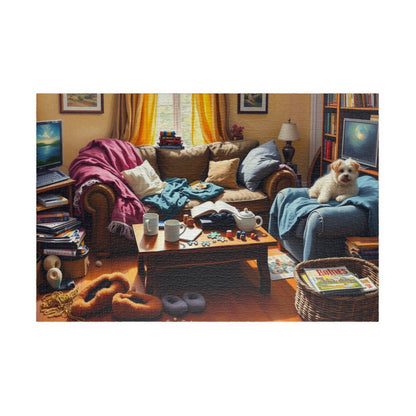 Jigsaw Puzzle for Adults, Messy Cluttered Living Room Scene, Fun Family Activity, Home Decor, Relaxation Gift, Puzzle Challenge, Interactive