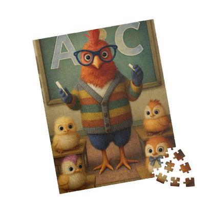 Chicken Teacher Jigsaw Puzzle Gift for Fun Family Indoor Activity, Holidays or Birthdays, Bird Lover, Brain Teaser 252 pcs (Vertical) Puzzle The Puzzle Chest