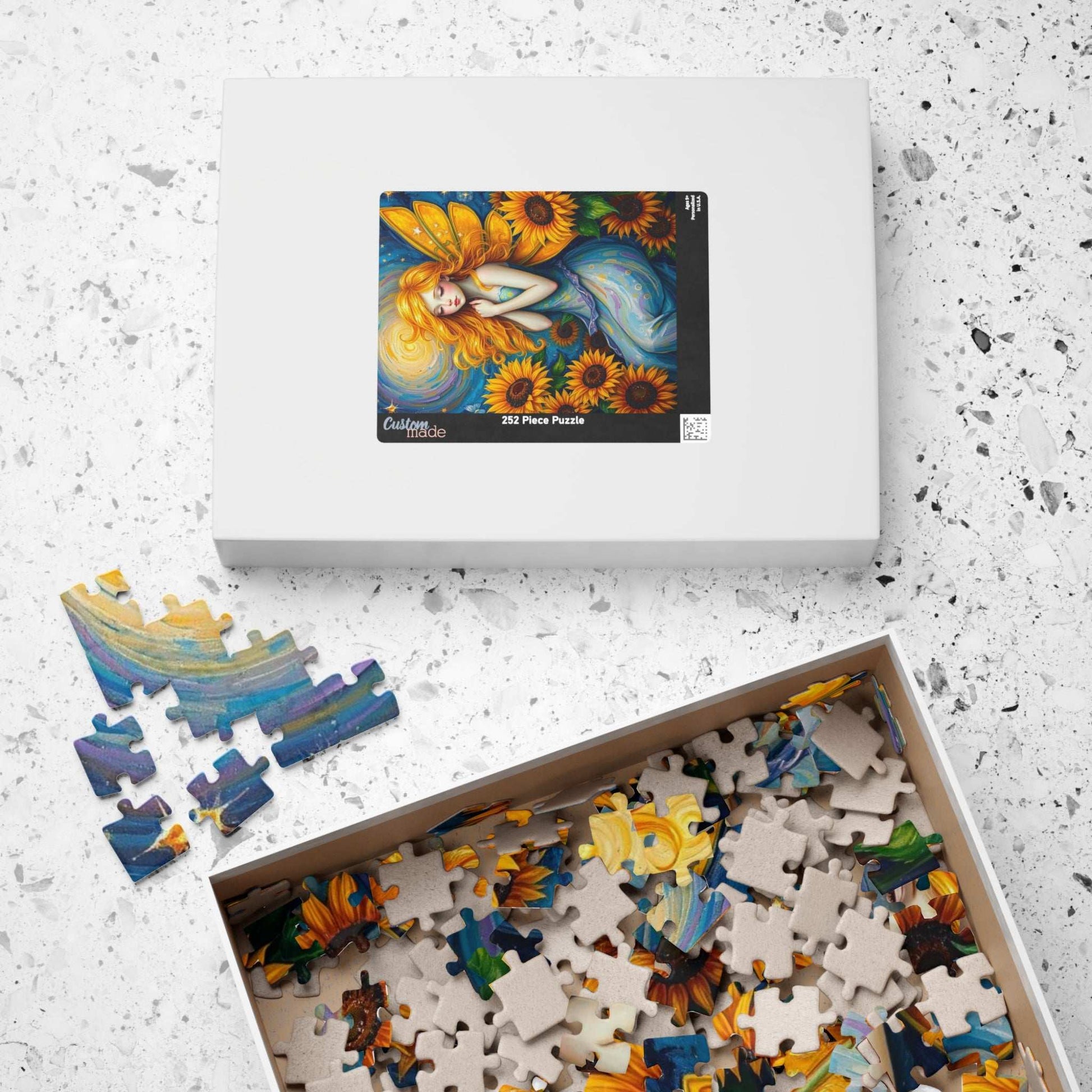 Sunflower Enchantress Jigsaw Puzzle - Enchanting Fairy and Sunflower Puzzle for Adults