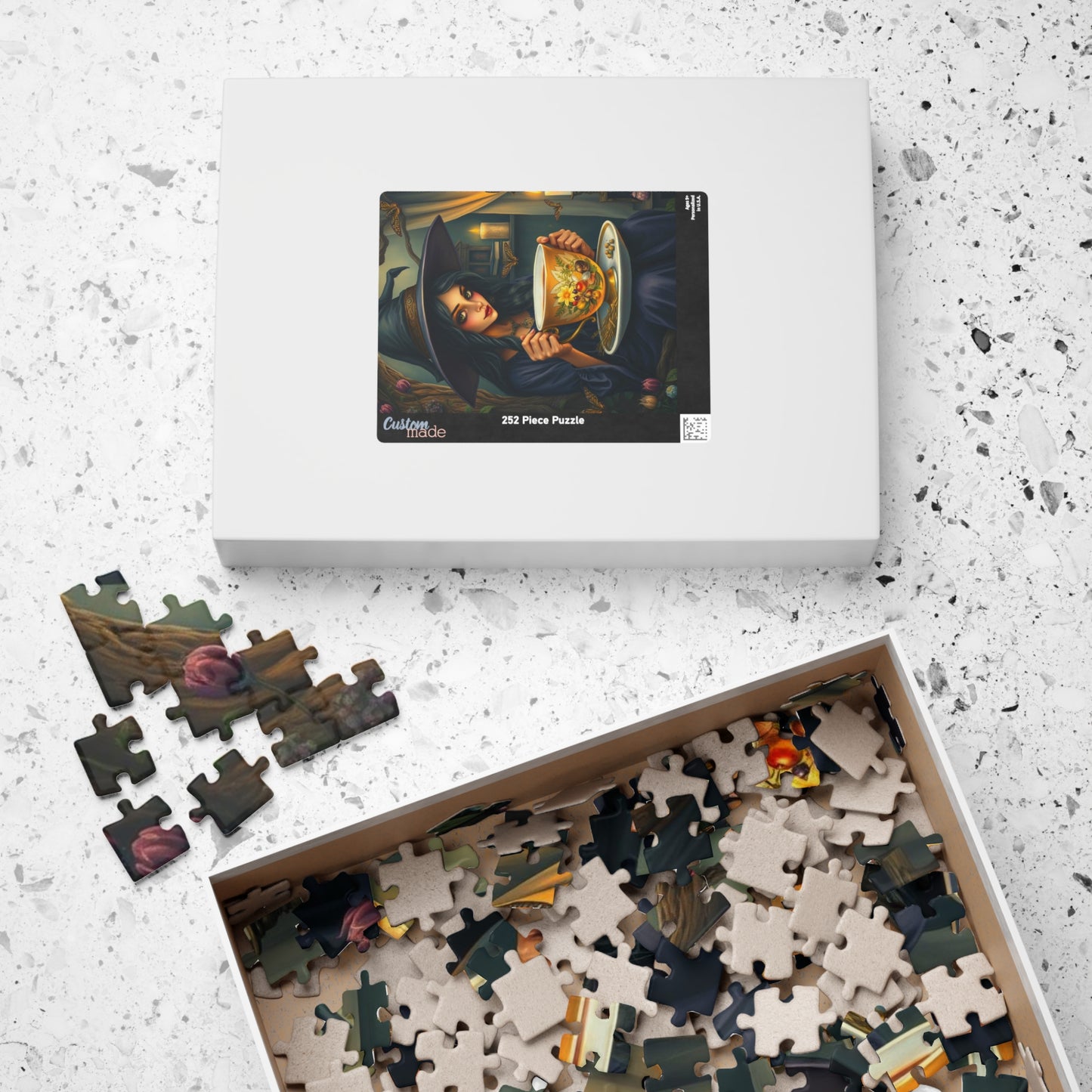 Witch's Teatime Jigsaw Puzzle, Spooky Fun for Halloween, Family Game Night, Cozy Nights, Unique Holiday Birthday Gift for Puzzle Lover