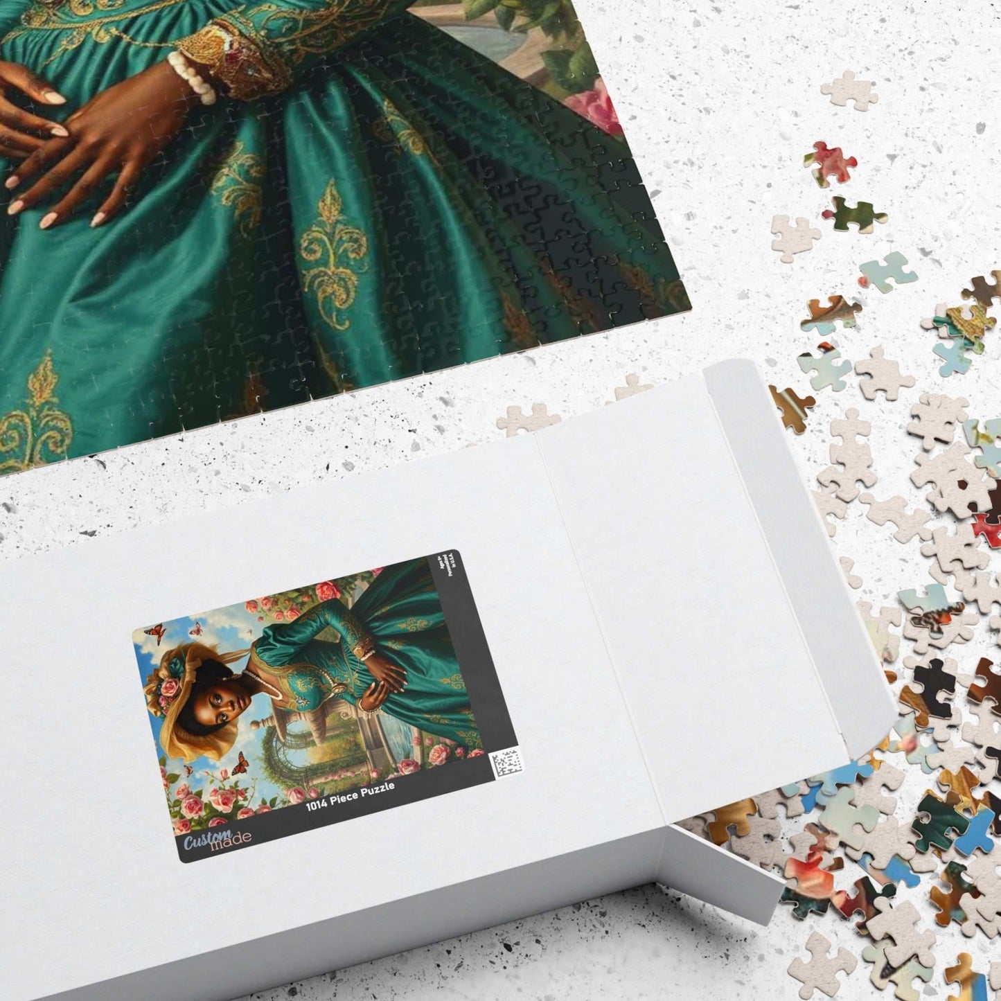 Floral Victorian Black Woman Jigsaw Puzzle, African American Lady Art, Afrocentric Artwork Puzzle The Puzzle Chest