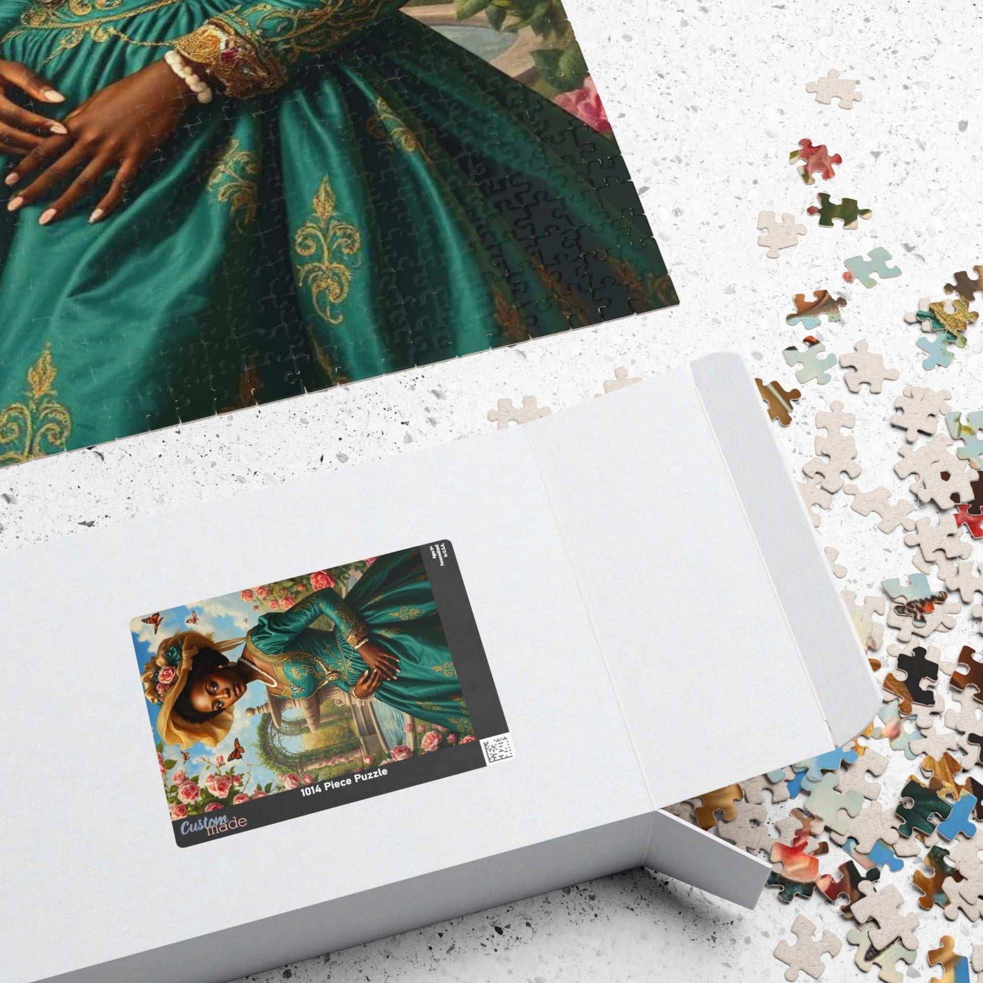 Floral Victorian Black Woman Jigsaw Puzzle, African American Lady Art, Afrocentric Artwork Puzzle The Puzzle Chest