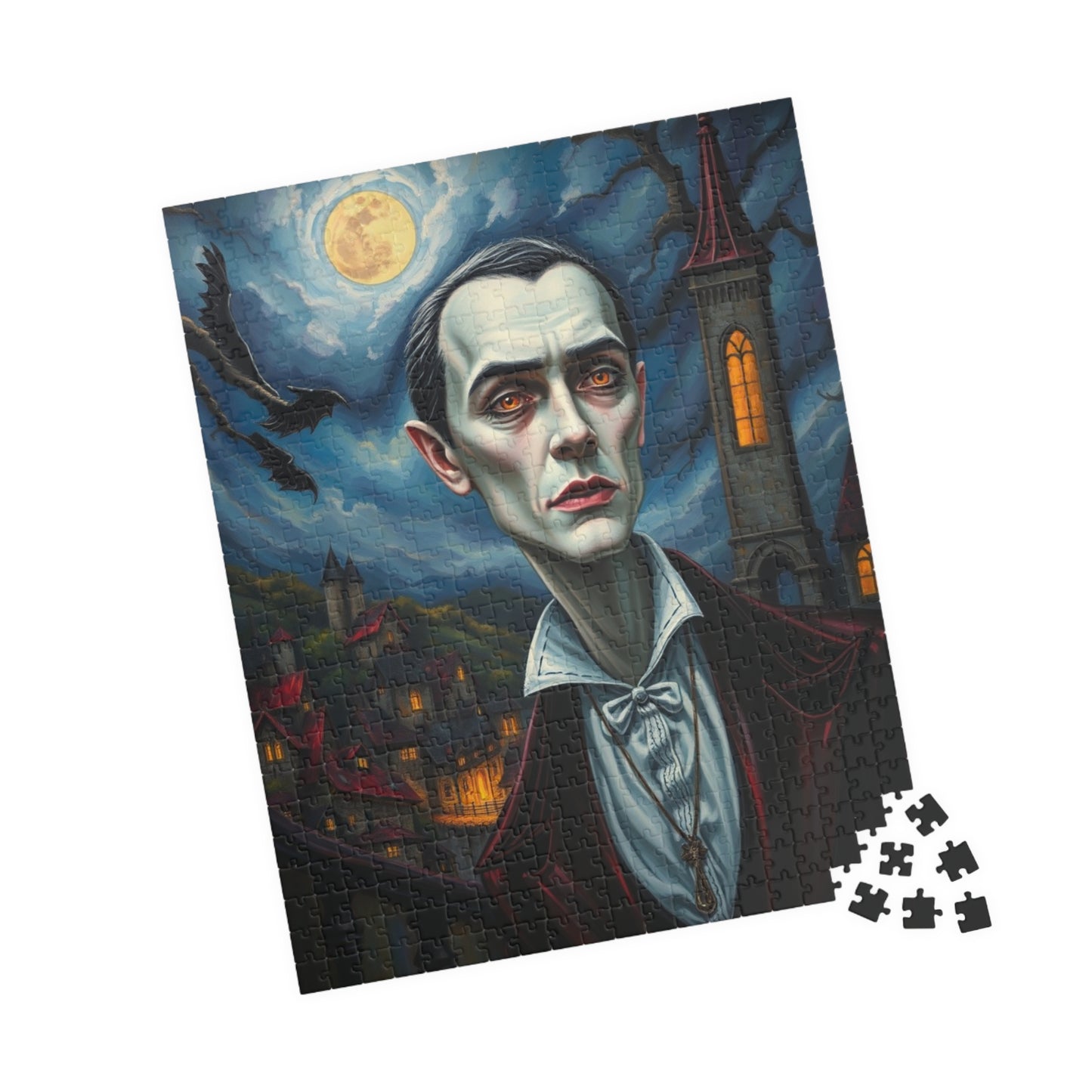 Vampire Gothic Manor Jigsaw Puzzle, Dark Fantasy Stormy Sky Art, Halloween Game, Challenging Adult Toy, Mind-bending Activity, Unique Gift Puzzle The Puzzle Chest