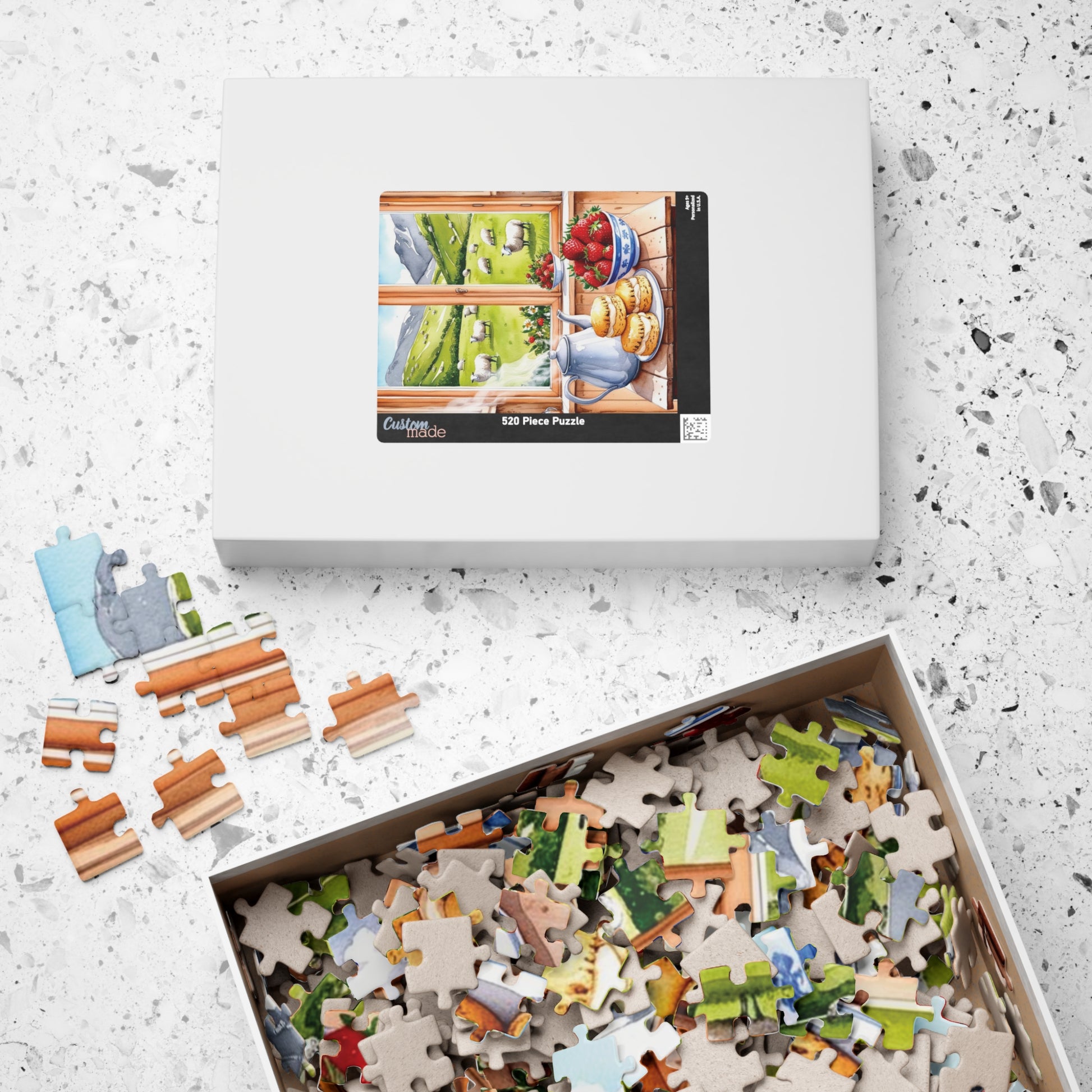 Foodie Jigsaw Puzzle, Window Kitchen Scene with Tea and Scones, Cozy Housewarming Gift, Farmhouse Country Kitchen Decor, Puzzle Lover Hobby Puzzle The Puzzle Chest