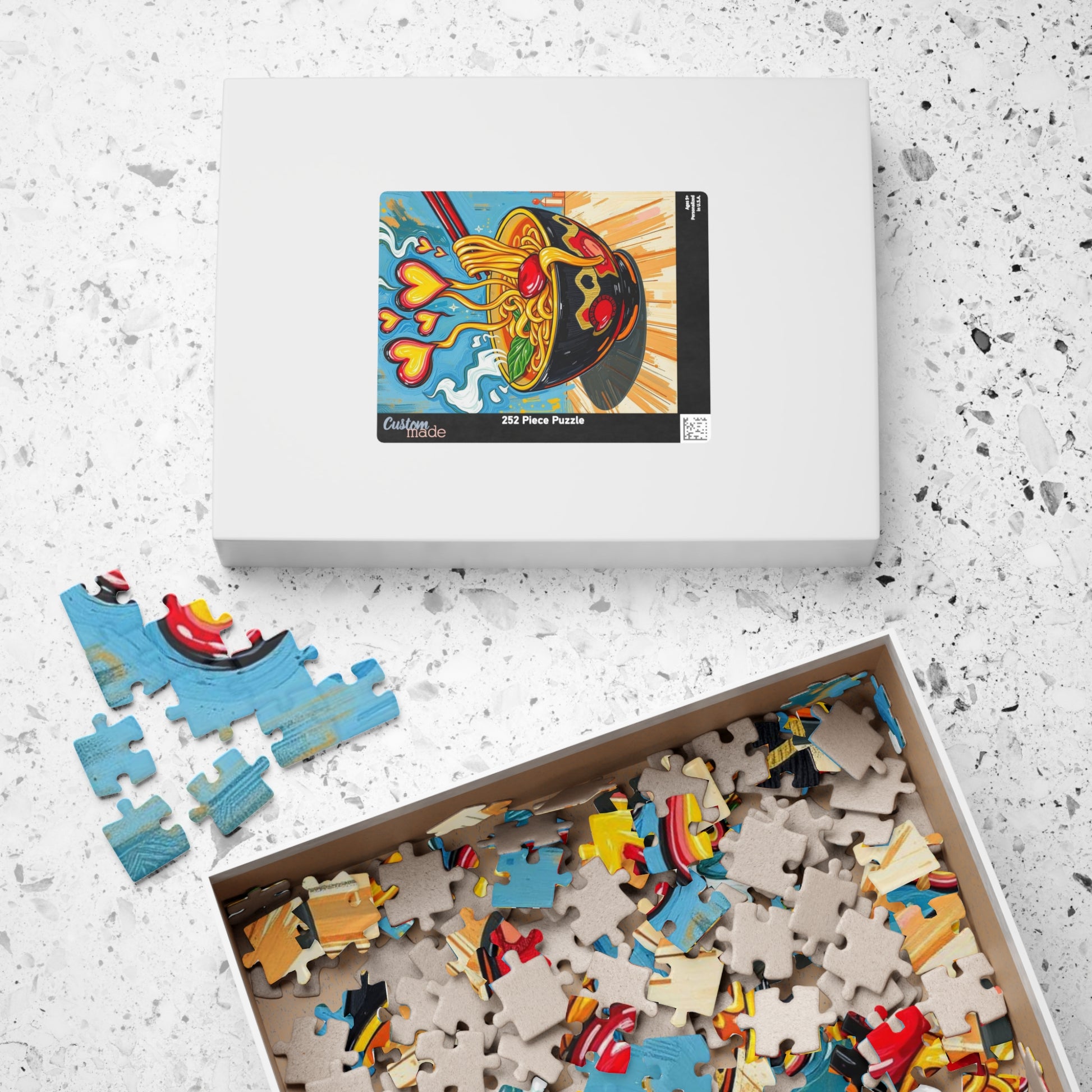 Heartfelt Noodle Puzzle, 110-1014 Piece Pop Art Jigsaw Puzzle for Fun Family Game, Cozy Night In, Unique Gift Idea for Holiday Birthday Puzzle The Puzzle Chest