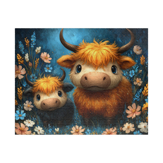 Highland Cow Family Puzzle 110-1014 Piece | Cute Highland Cattle Jigsaw Puzzle The Puzzle Chest
