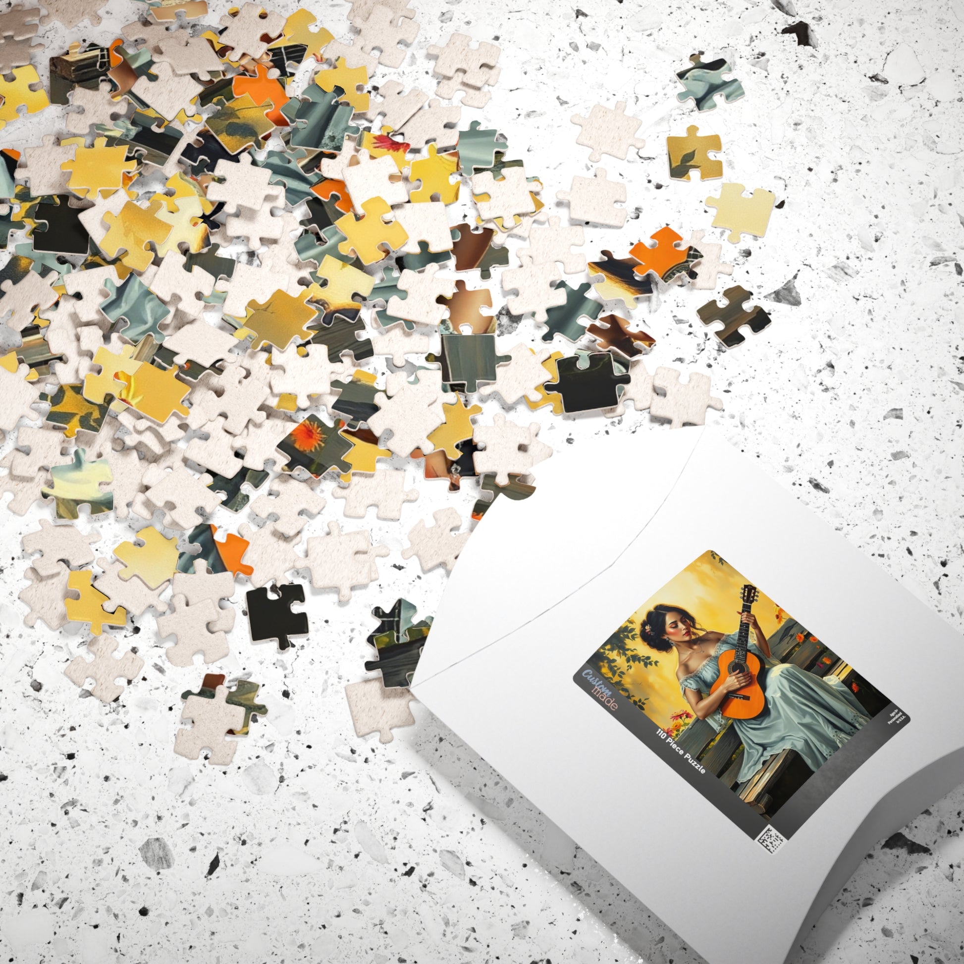 Latina Musician Jigsaw Puzzle (110, 252, 520, 1014-piece), Woman Playing Guitar, Folkloric Dress, Creative Pastime, Mind Exercise, Giftable Puzzle The Puzzle Chest
