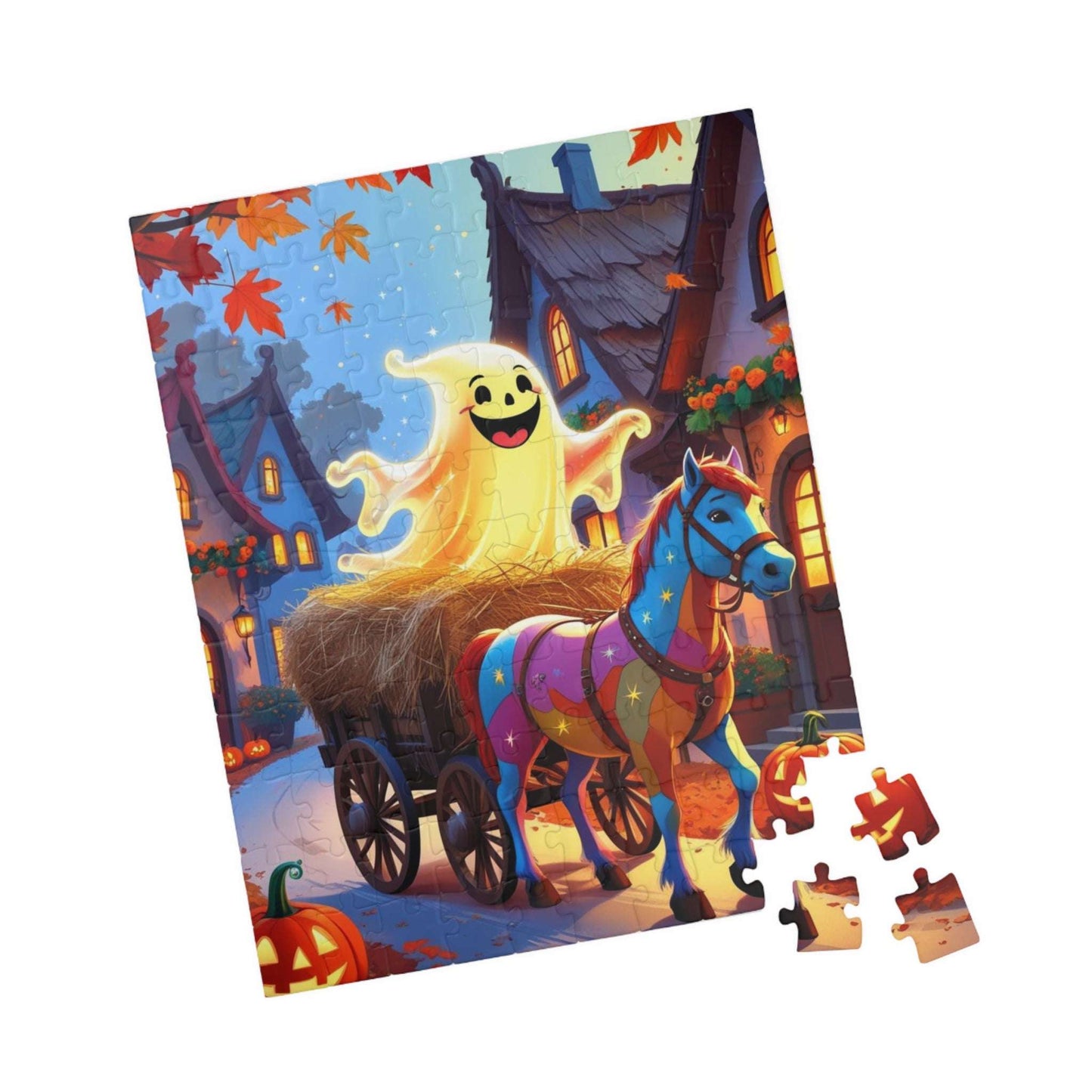 Smiling Ghost Hayride Jigsaw Puzzle, 110-520 Piece Halloween Puzzle
