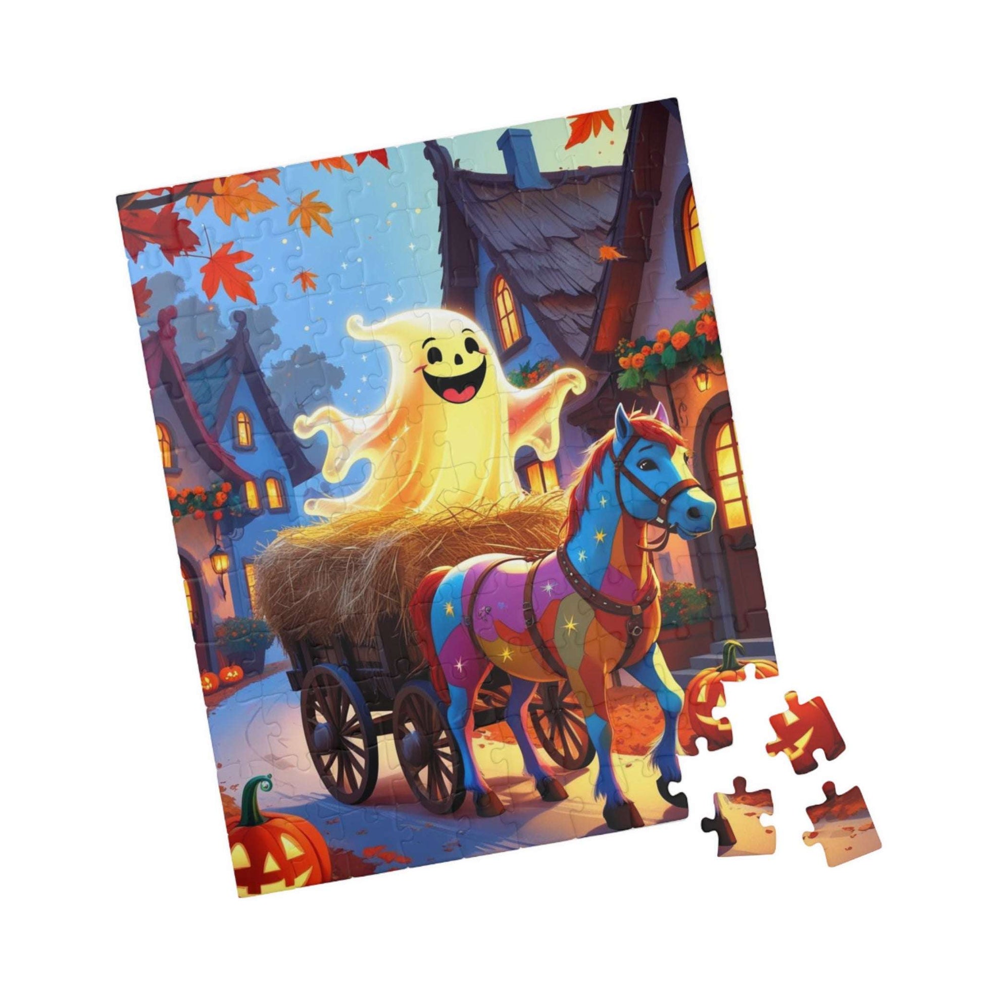 Smiling Ghost Hayride Jigsaw Puzzle, 110-520 Piece Halloween Puzzle