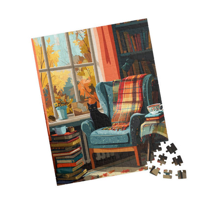 Cozy Cat Puzzle - Perfect Gift for Cat Lovers, Autumn Vibes, Home Decor, Family Game Night, Relaxation Activity 252 pcs (Vertical) Puzzle The Puzzle Chest