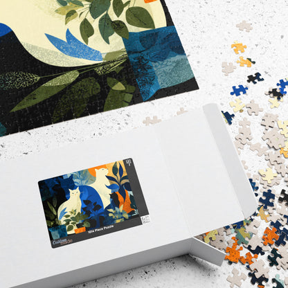 Cats and Plants Collage Jigsaw Puzzle, Animal Theme Abstract Cat Art Puzzle Inspired by Matisse Puzzle The Puzzle Chest