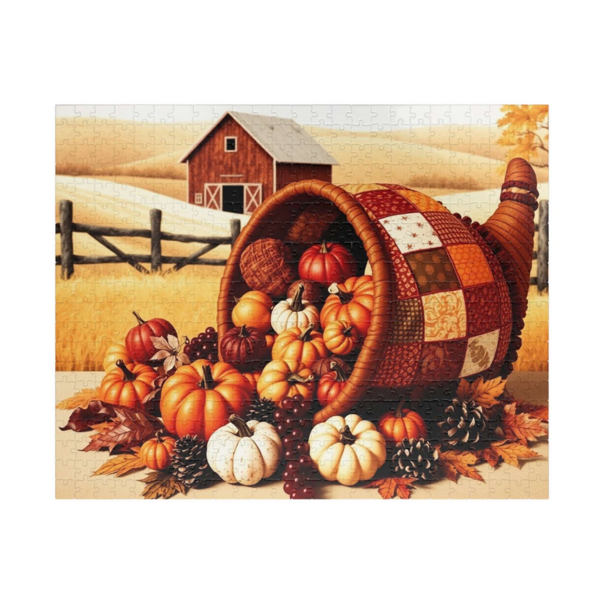 Cornucopia Jigsaw Puzzle - Fall Harvest Autumn Pumpkin Jigsaw Game Puzzle The Puzzle Chest