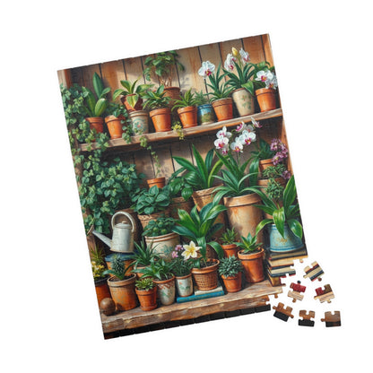 Botanical Garden Puzzle - Wooden Plant Shelf 110, 252, 520, 1014-piece | Nature Lover Gift, Family Activity, Botanical Art, Eco-Friendly Fun Puzzle The Puzzle Chest