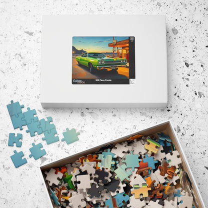 Vintage Route 66 Car Jigsaw Puzzle, Lime Green 1969 Plymouth Road Runner Nostalgic Gift for Car Lovers, Family Fun, Automobile Enthusiasts Puzzle The Puzzle Chest