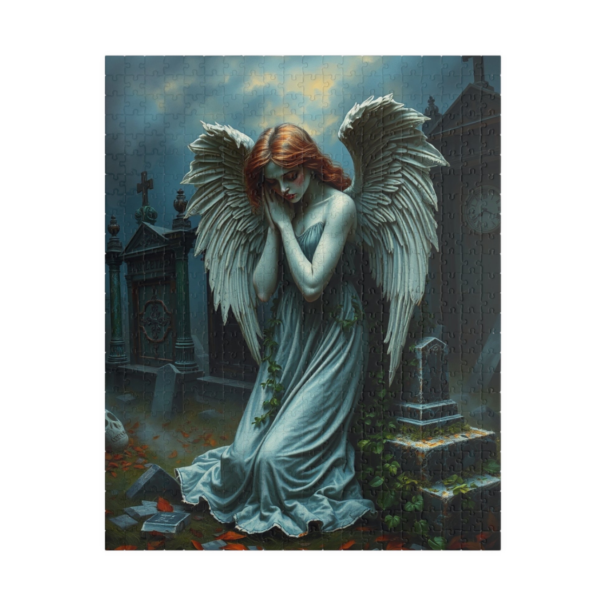 Gothic Angel Statue Puzzle, Mystical Jigsaw Game for Adults, Unique Gift for Puzzle Lovers, Spiritual Art, Perfect for Halloween, Meditation 520 pcs (Vertical) Puzzle The Puzzle Chest
