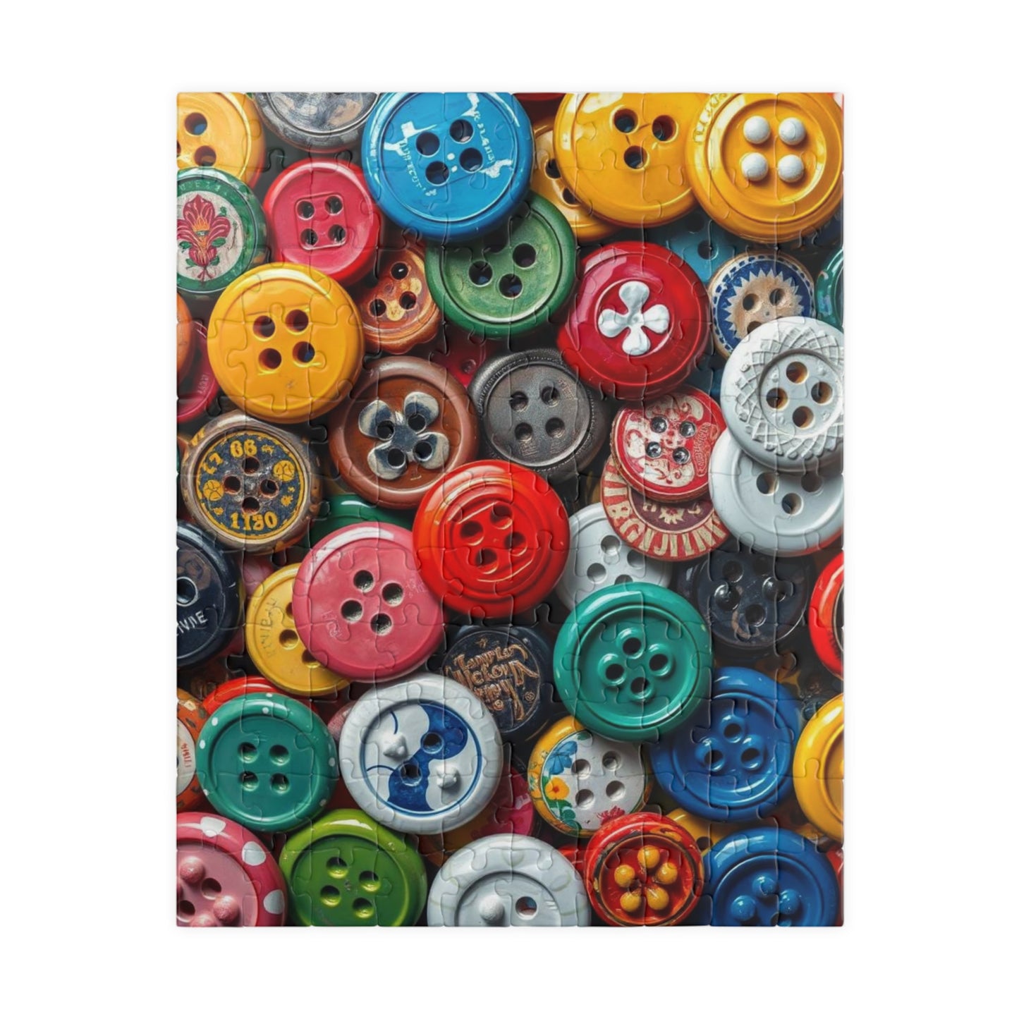 Button Collection Jigsaw Puzzle - Chaotic Collage Design, Fun Family Creative Activity, Puzzle Lover Gift for Friends, Vintage Vibe Brain Teaser 110 pcs (Vertical) Puzzle The Puzzle Chest