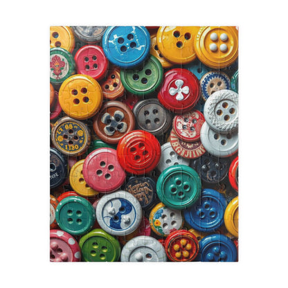 Button Collection Jigsaw Puzzle - Chaotic Collage Design, Fun Family Creative Activity, Puzzle Lover Gift for Friends, Vintage Vibe Brain Teaser 110 pcs (Vertical) Puzzle The Puzzle Chest