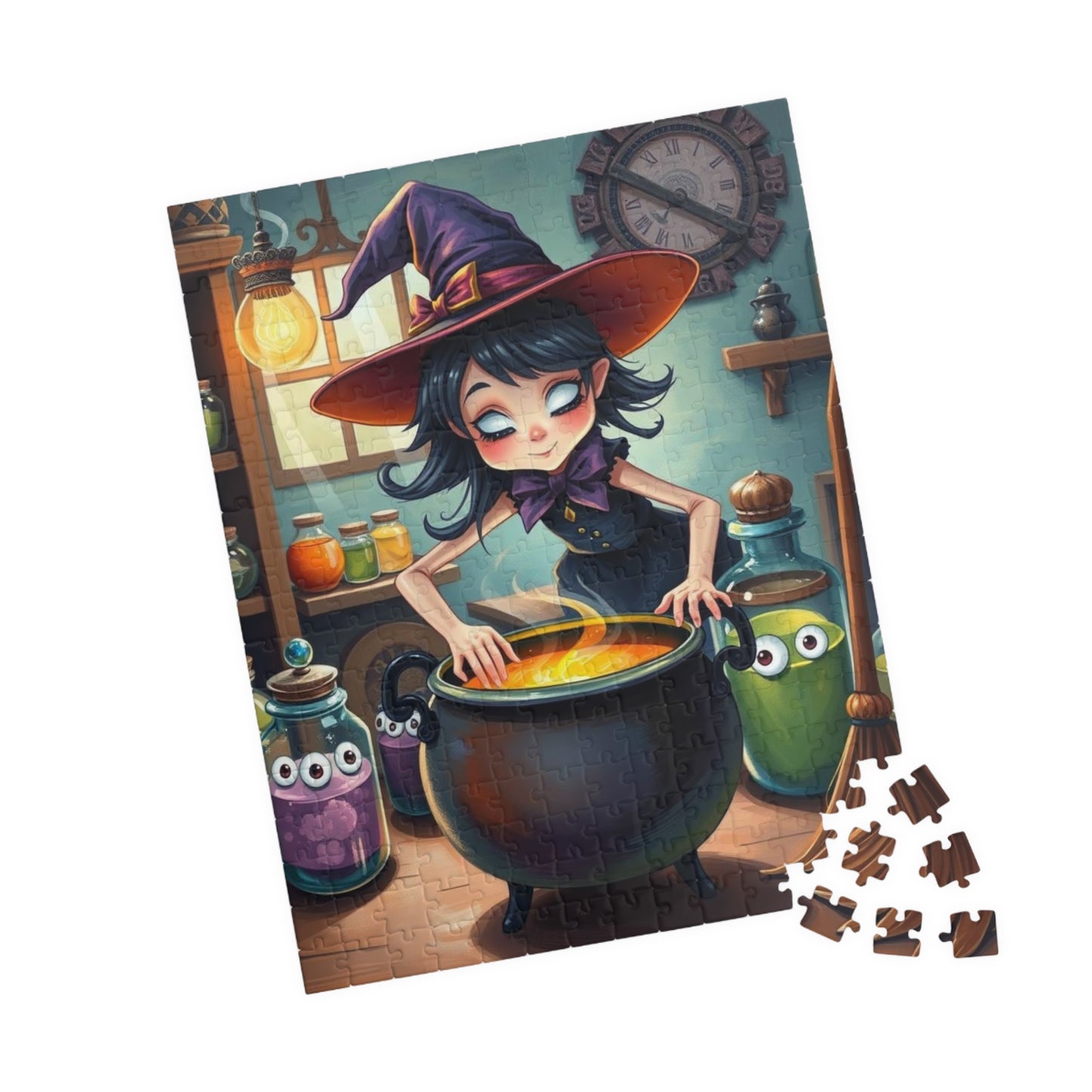 Whimsical Witch Puzzle, Halloween Jigsaw Game Perfect Gift for Puzzle Lovers, Family Game Night, Creative Challenge, Fun Seasonal Activity