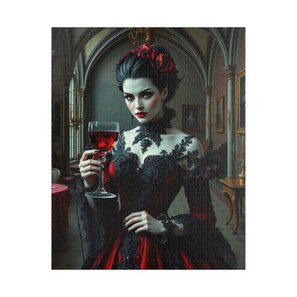 Gothic Vampire Countess Jigsaw Puzzle, Victorian Lady in a Candlelit Castle Ballroom, Dark Fantasy Haunted Mansion Theme, Horror Lover Gift 520 pcs (Vertical) Puzzle The Puzzle Chest