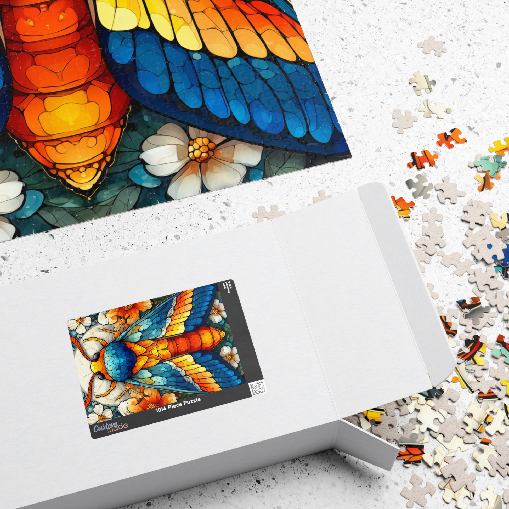 Colorful Moth Illustration Puzzle | 110-1014 Piece Stained Glass Style Jigsaw Puzzle The Puzzle Chest