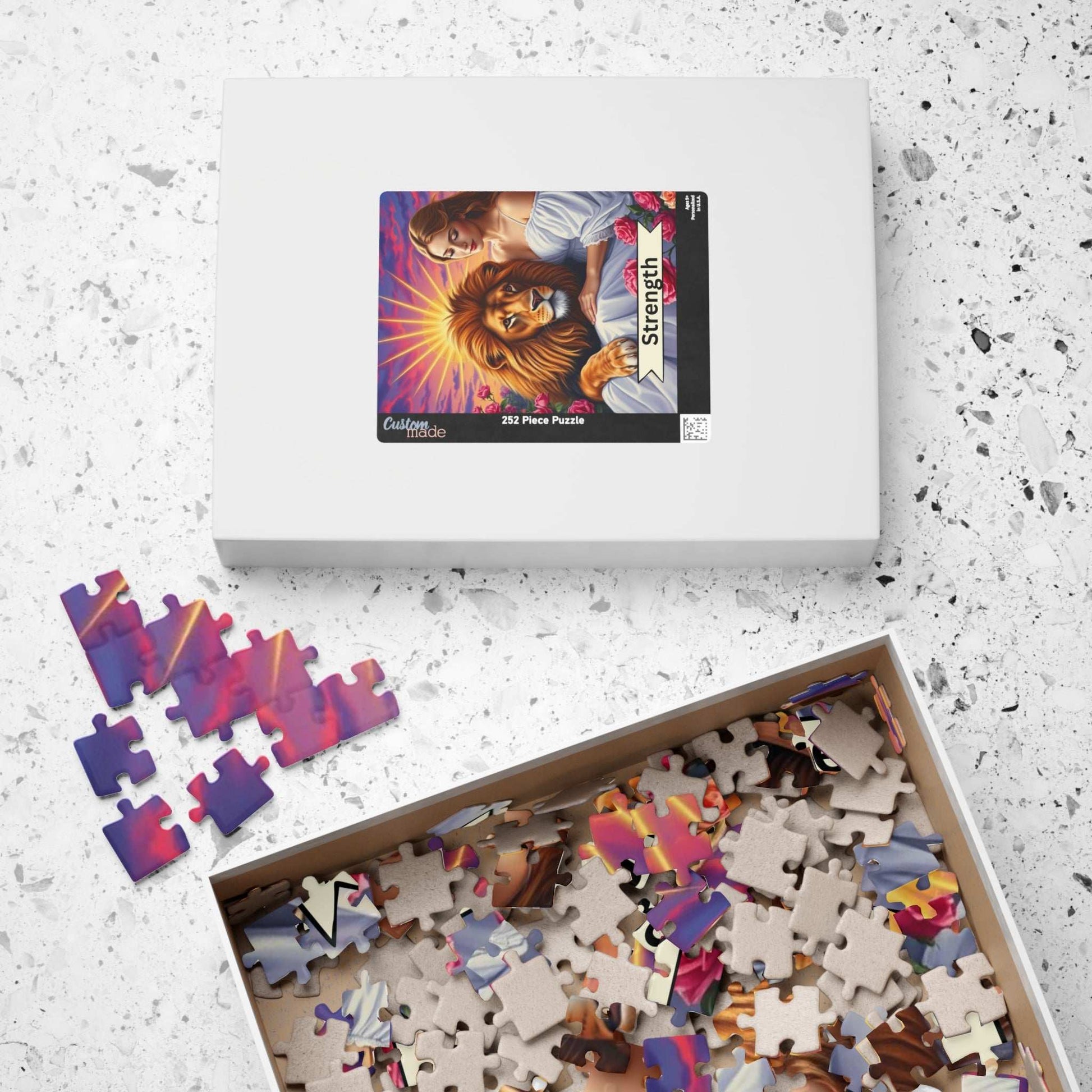 Her Strength Jigsaw Puzzle - Tarot Card Lion Design, Holiday Birthday Gift for Adult Puzzle Lover, Fun Family Game Night, Mindful Activity Puzzle The Puzzle Chest