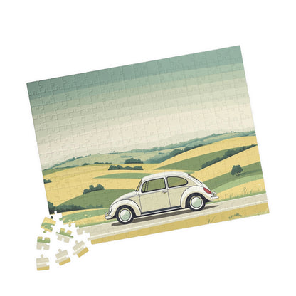 Vintage Beetle Illustration Puzzle | Scenic Countryside Jigsaw