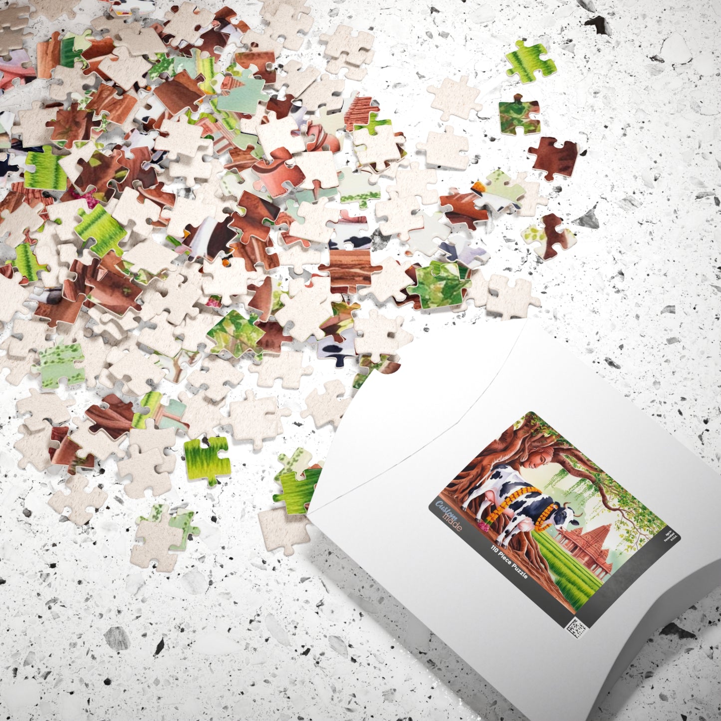 Serene Cow Puzzle - 110 to 1014 Pieces, Meditation Gift for Cow Lovers, Family Fun Activity, Unique Home Entertainment, Mindfulness Puzzle