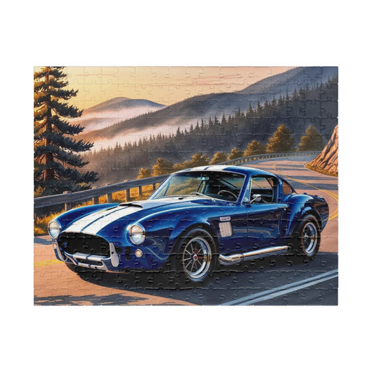 Vintage Car Puzzle, Blue 1965 Shelby Cobra 427, Classic Muscle Car on a Scenic Mountain Road Jigsaw Game, Retro Gift for Him, Car Enthusiast 252 pcs (Horizontal) Puzzle The Puzzle Chest