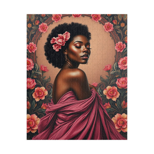 Beautiful Black Woman Portrait Jigsaw Puzzle, Elegant Art Floral Vintage, Romantic Decorative Scene, Puzzle Enthusiast, Best Unique Gift 520 pcs (Vertical) Puzzle The Puzzle Chest