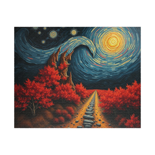 Abstract Landscape Jigsaw Puzzle Art for Adults, Autumn Nature Puzzle, Friend Gift for Puzzle Lover, Creative Activity for Family Game Nights 520 pcs (Horizontal) Puzzle The Puzzle Chest
