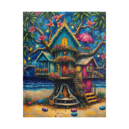 Seaside Hideaway Treehouse Puzzle, 110, 252, 520, 1014-piece Fun Summer Coastal Jigsaw Beach Scene for Family Activity, Puzzle Lover Gift Home Decor 252 pcs (Vertical) Puzzle The Puzzle Chest