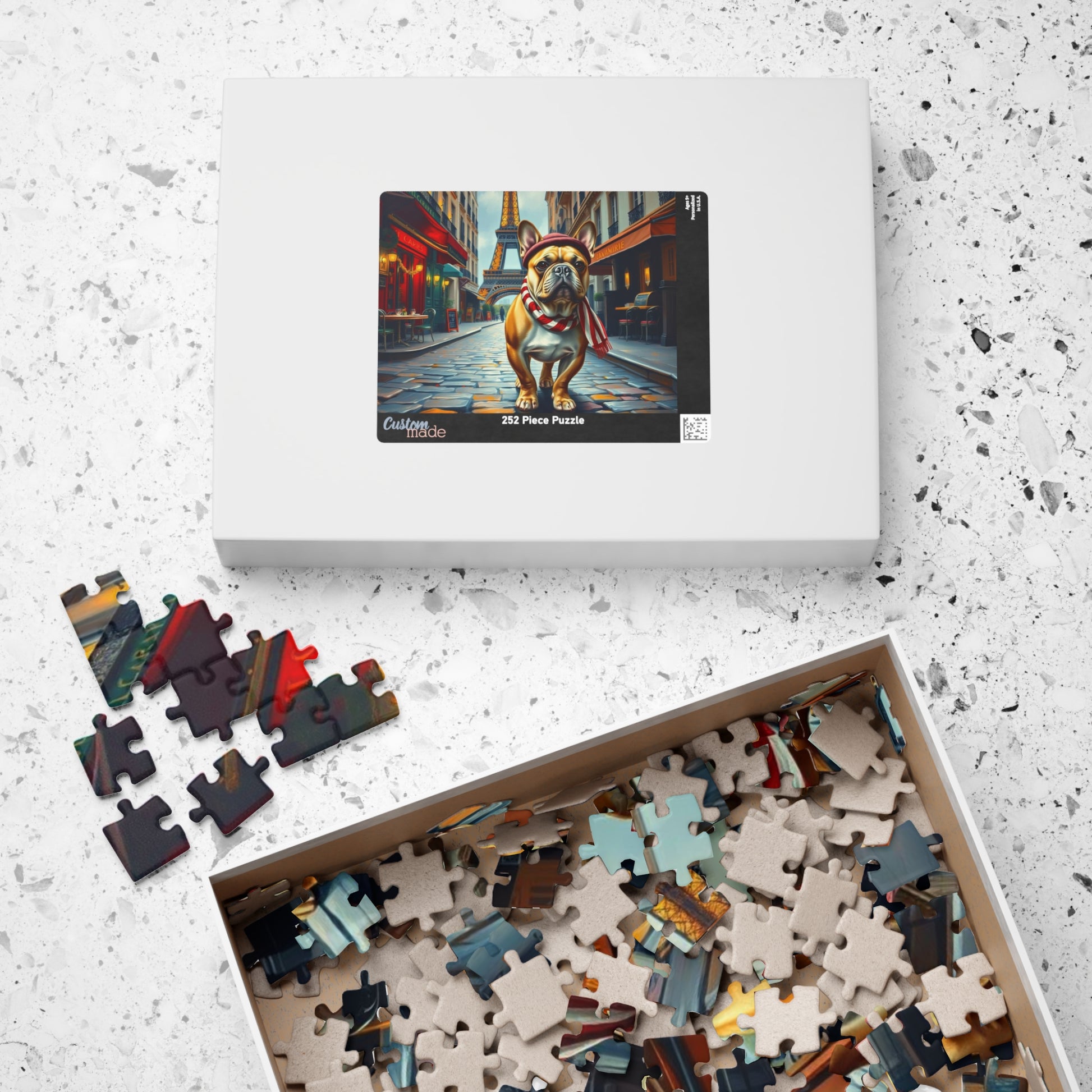 Eiffel Tower Dog Puzzle - French Bulldog, Pet Lover Gift for Friend Holiday or Birthday, Family Fun Home Entertainment, Hobby, Brain Teaser Puzzle The Puzzle Chest