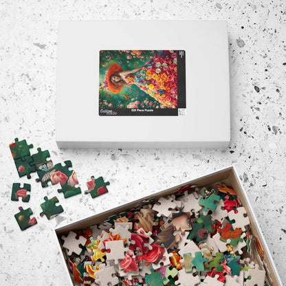 Lady of the Rainbow Rose Garden - Vibrant Floral Butterfly Fantasy Jigsaw Puzzle