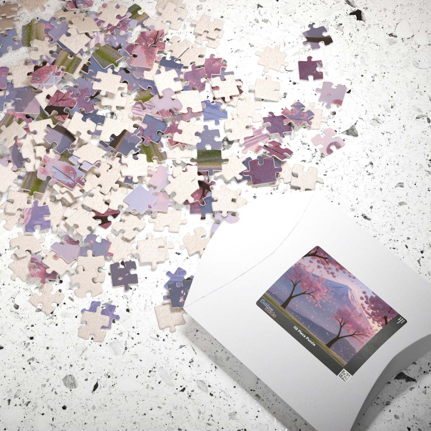 Scenic Mount Fuji Landscape Jigsaw Puzzle, Framed by Cherry Trees and Sakura Blossoms, Honshu Japan Famous Landmark, Gift for Travel Lover Puzzle The Puzzle Chest