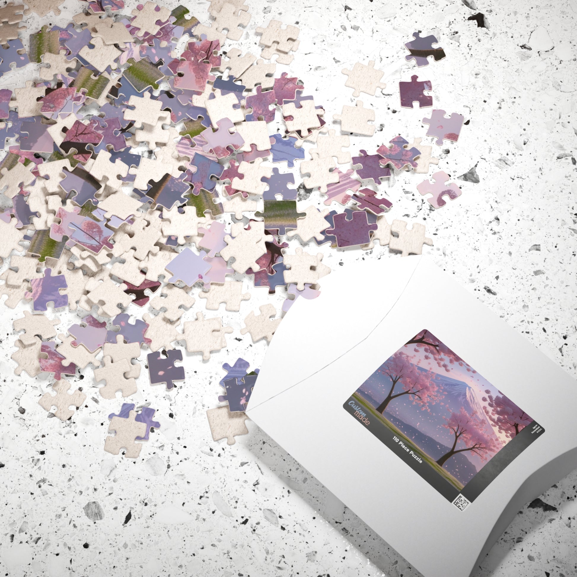 Scenic Mount Fuji Landscape Jigsaw Puzzle, Framed by Cherry Trees and Sakura Blossoms, Honshu Japan Famous Landmark, Gift for Travel Lover Puzzle The Puzzle Chest