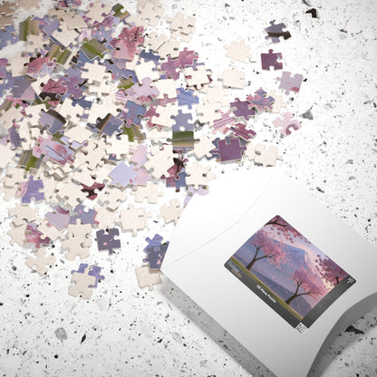 Scenic Mount Fuji Landscape Jigsaw Puzzle, Framed by Cherry Trees and Sakura Blossoms, Honshu Japan Famous Landmark, Gift for Travel Lover Puzzle The Puzzle Chest