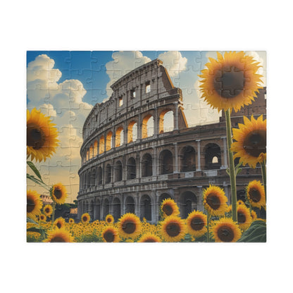 Jigsaw Puzzle, Ancient Colosseum and Sunflowers, 110 252 520 1014-Piece, Rome Italy, Creative Activity, Fun Family Game, Gift for Travelers 110 pcs (Horizontal) Puzzle The Puzzle Chest