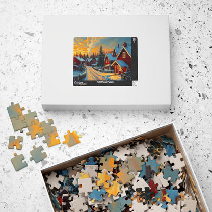 Swedish Winter Village Puzzle Jigsaw Game, Snowy Scandinavian Landscape, Indoor Activity, Holiday Gift for Friends and Family Puzzle The Puzzle Chest
