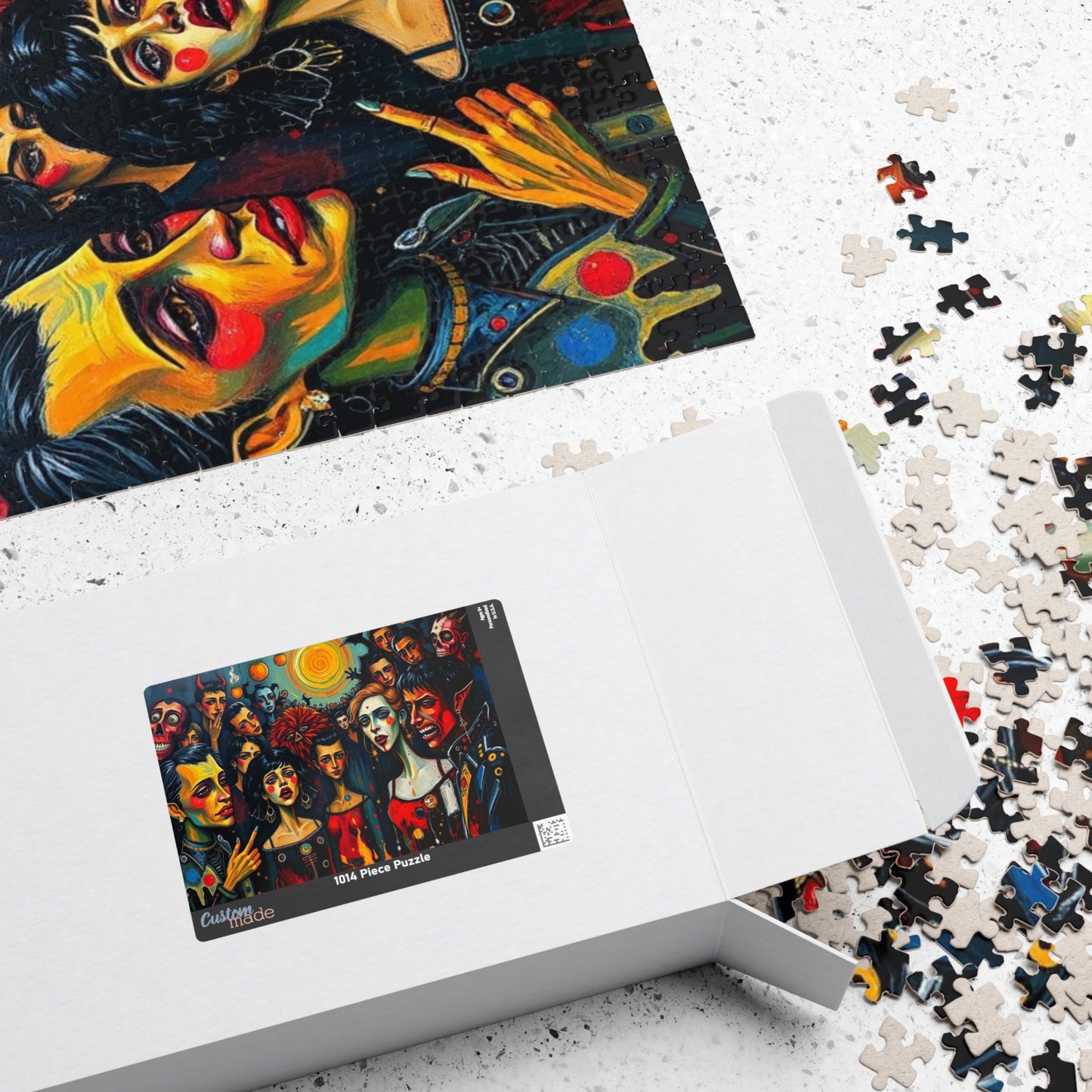 Artistic Halloween-Themed Puzzle, Colorful Character Collage, Perfect for Family Game Night or Solo Fun, Halloween Gift for Puzzle Lover Puzzle The Puzzle Chest