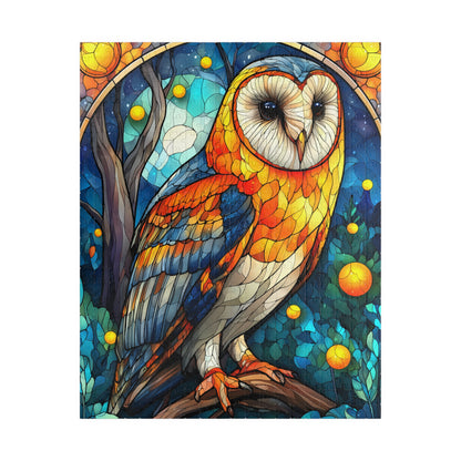 Colorful Barn Owl Stained Glass Style Puzzle | 110/252/520/1014-piece Wildlife Jigsaw Puzzle The Puzzle Chest
