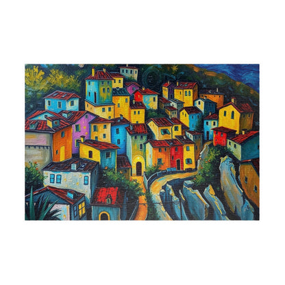 Colorful Village Art Puzzle - 110, 252, 520, 1014-piece | Perfect for Family Game Night, Gift for Art Lovers, Cozy Entertainment 1014 pcs (Horizontal) The Puzzle Chest