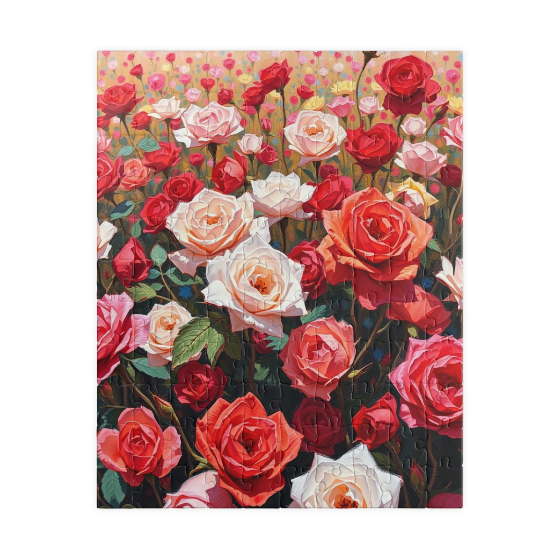 Rose Field Jigsaw Puzzle, Colorful Pink and Red Flowers, Creative Hobby, Quiet Home Entertainment, Floral Design Gift for Puzzle Lover 110 pcs (Vertical) Puzzle The Puzzle Chest