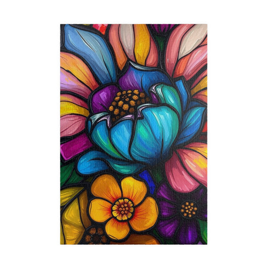 Floral Radiance Jigsaw Puzzle - Stained Glass Style 110-1014 piece, Art Therapy, Gift for Flower Lover, Family Game Night, Fun Home Activity