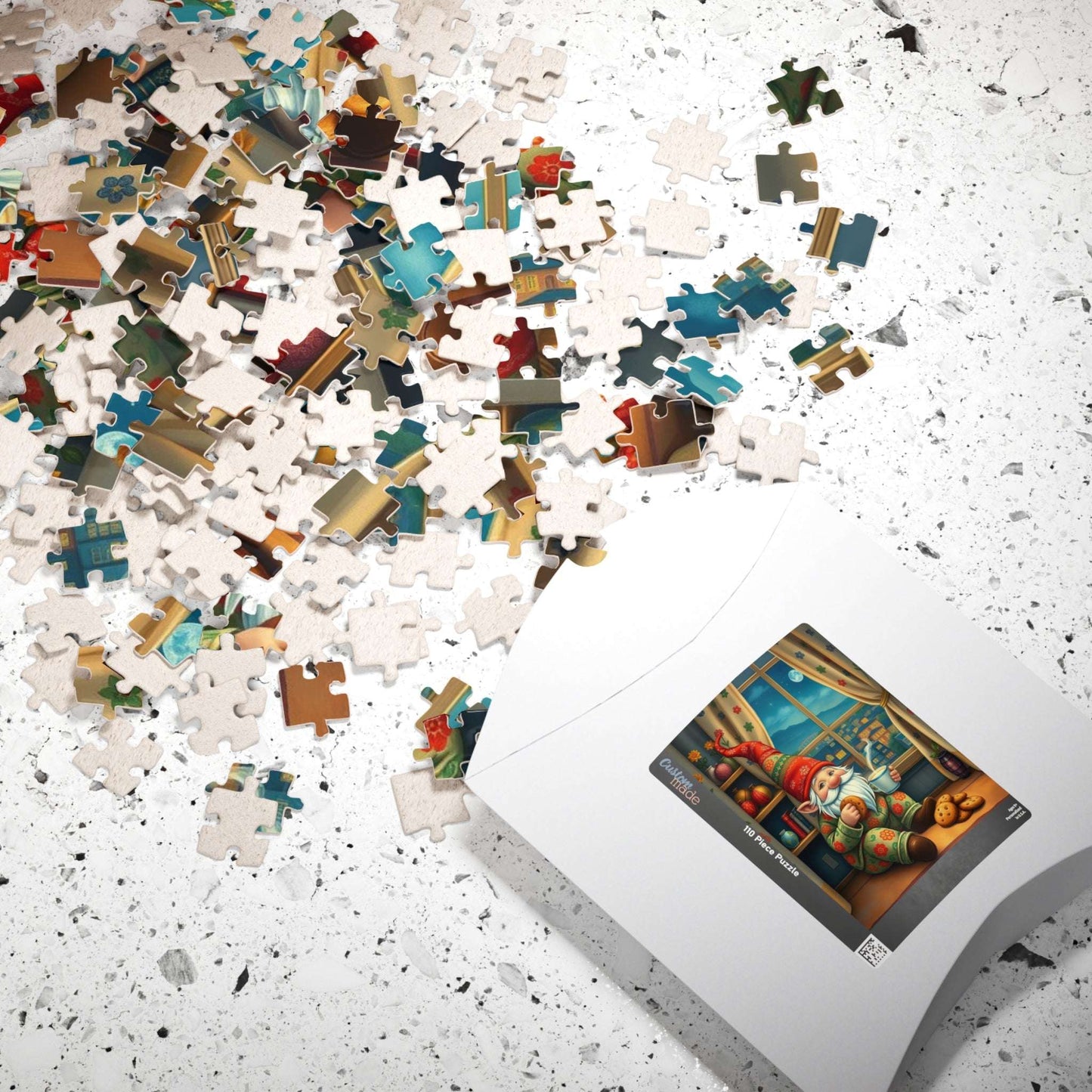 Gnome at Midnight Snack – Milk and Cookies Folk Art Jigsaw Puzzle Puzzle The Puzzle Chest