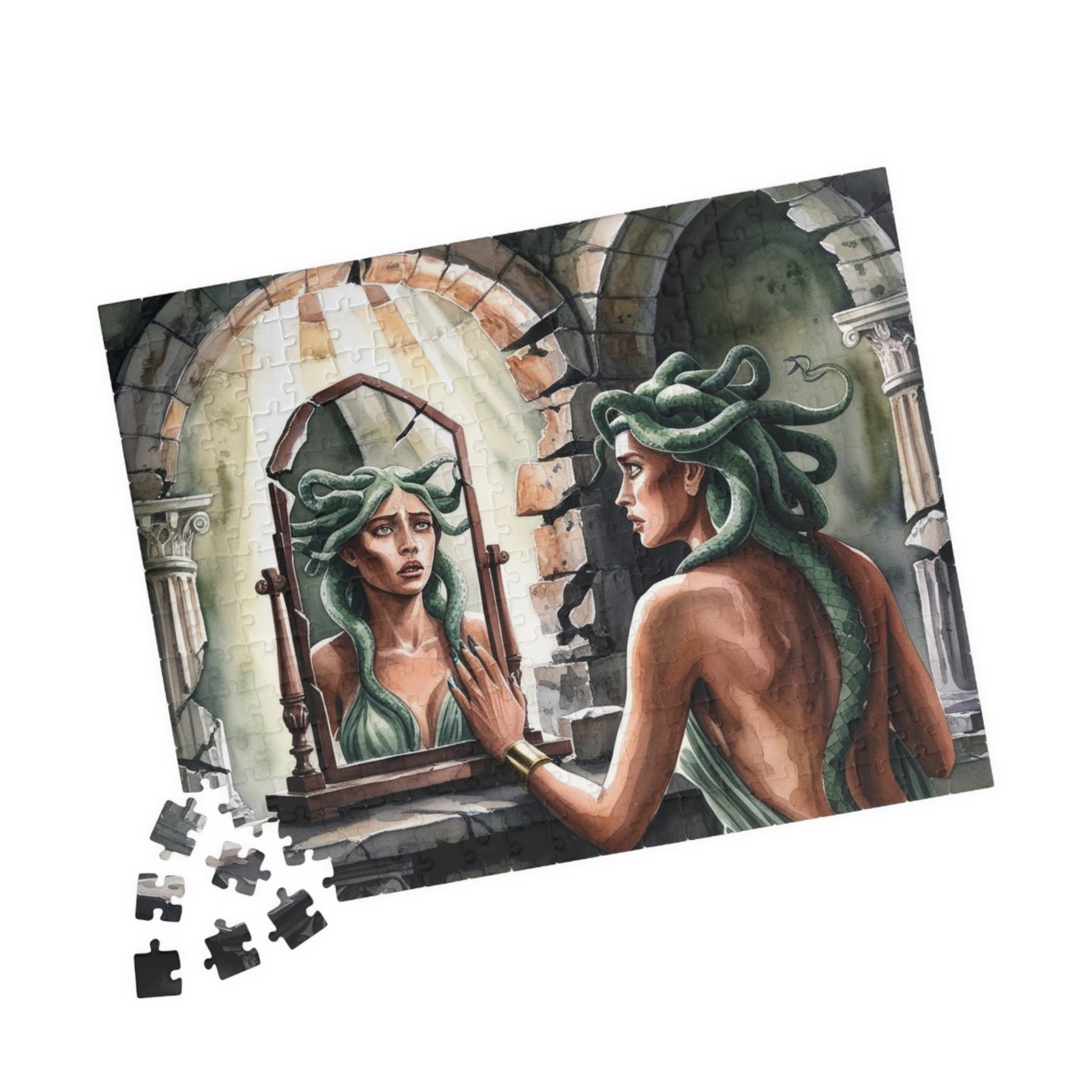 Medusa Stone Lair Jigsaw Puzzle (110, 252, 520, 1014-piece), Greek Mythology Art Game, Mental Challenge Family Activity Entertainment, Hobby Puzzle The Puzzle Chest
