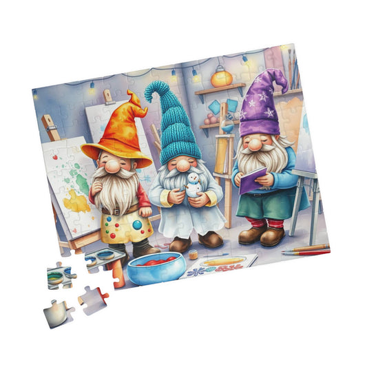Artist Gnome Puzzle - Fantasy Mythical Jigsaw Puzzle with Palette and Canvas 110 pcs (Horizontal) Puzzle The Puzzle Chest
