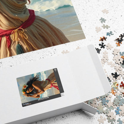 Polynesian Cultural Jigsaw Puzzle, Hula Dancer Beach Scene, Coastal Art-Inspired Quiet Time Activity for Puzzle Lover Art Enthusiast, Gift Puzzle The Puzzle Chest