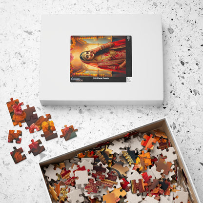 Puzzle, Indian Bride in Red and Gold Lehenga, Henna and Gold Jewelry, 520-Piece Jigsaw, Meditation, Relaxation, Mindfulness, Indian Wedding Puzzle The Puzzle Chest